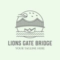 Lions Gate Bridge logo line art minimalist illustration design