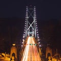 Lions Gate Bridge in night, Vancouver, BC, Canada Royalty Free Stock Photo