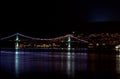 Lions Gate Bridge at night, Vancouver, BC Royalty Free Stock Photo