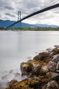 Lions Gate Bridge in Vancouver Canada at night from Stanley Park Royalty Free Stock Photo