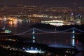 Lions Gate Bridge and Vancouver Night Royalty Free Stock Photo