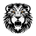 lions head in black and white colors, isolated vector illustration