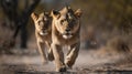 Lion. Lions. African lions resting in the green grass.