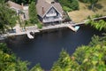 Cottages along lake Fairy viewed from Lions lookout, Huntsville, Ontario, Canada Royalty Free Stock Photo