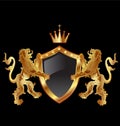 Lions protecting emblem shield icon Royalty Free Stock Photo