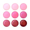 Lip balm or cheek blushes round container template on white background. Royalty Free Stock Photo