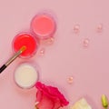 Lip balms, neutral and with shades. Lip skin care, hygiene and cosmetics. Royalty Free Stock Photo