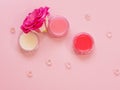 Lip balms, neutral and with shades. Lip skin care, hygiene and cosmetics. Royalty Free Stock Photo