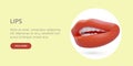 Lip correction. Web advertisement of cosmetic clinic with realistic illustration