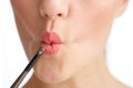 Lip gloss make up application Royalty Free Stock Photo