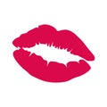 The lip icon. The symbol is a kiss. The red imprint of a woman`s lips.