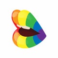 Lip in LGBT color icon, cartoon style