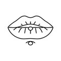 lip piercing fashion beauty line icon vector illustration