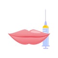 Lip plumping augmentation with filler injection illustration Royalty Free Stock Photo