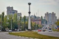 Victory Stele on the square in Lipetsk city