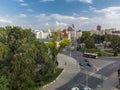 Lipetsk, Russia - Aug 5. 2018. Central part of the city with a fragment of the park, view in air
