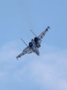 Lipetsk, Russia - July 14, 2018: Military aircraft in the sky on the day of the city of Lipetsk