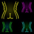 Liposuction, woman body neon color set icon. Simple thin line, outline vector of anti age icons for ui and ux, website or mobile Royalty Free Stock Photo