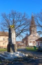 LIPOVA, ARAD, ROMANIA, 20 FEBRUARY, 2021: The repairs of The Assumption of the Blessed Virgin Mary in the city center of Lipova. Royalty Free Stock Photo