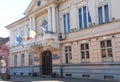 LIPOVA, ARAD, ROMANIA, 20 FEBRUARY, 2021: The historic building of the Town hall in the center city of Lipova, Arad county. Royalty Free Stock Photo