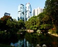 Lippo Centre and Hong Kong Park Royalty Free Stock Photo