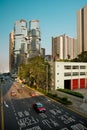 Lippo Centre and traffic at Cotton Tree Drive in Admiralty district in Hong Kong Royalty Free Stock Photo