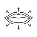 Lips augmentation black line icon. Changing shape volume of lips. Hyaluronic injection. Cosmetology skin care concept. Sign for