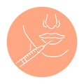 Lips augmentation color line illustration. Hyaluronic injection.