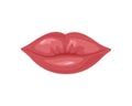 Lips. Beautiful sexy female lips. Lips painted with red lipstick. Vector illustration isolated on a white background Royalty Free Stock Photo