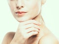 Lips. Beauty Woman face Portrait. Beautiful model Girl with Perfect Fresh Clean Skin. Youth and Skin Care Concept. Royalty Free Stock Photo