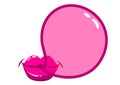 Lips blowing a bubblegum bubble. Vector illustration