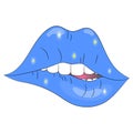 Lips blue print Royalty Free Stock Photo