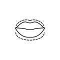 Lips botox enlarge augment icon. Element of beauty and anti aging icon for mobile concept and web apps. Thin line Lips botox enla