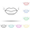 Lips botox enlarge augment multi color style icon. Simple thin line, outline vector of anti agies icons for ui and ux, website or