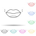 Lips botox enlarge augment multi color style icon. Simple thin line, outline vector of anti agies icons for ui and ux, website or