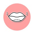 Lips botox enlarge augment sticker icon. Simple thin line, outline vector of anti agies icons for ui and ux, website or mobile