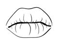 Lips closed outline cartoon vector symbol icon design. Beautif