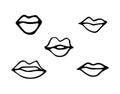 Lips closed and parted in a Doodle style on a white background.