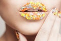 Lips with creative visage Royalty Free Stock Photo