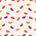 Lips with different colored lipsticks seamless pattern Gift Wrap wallpaper