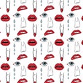 Lips and eyes pattern print