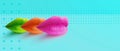 Lips. Fashion Concept Lipstick. Multicolored lips. Modern minimal art. 3D illustration