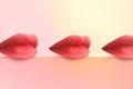 Lips. Fashion Concept Lipstick. Multicolored lips. Modern minimal art