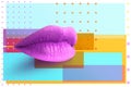 Lips. Fashion Concept Lipstick. Multicolored lips. Modern minimal art