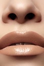 Lips with fashion natural pale lipstick make-up Royalty Free Stock Photo