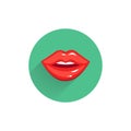 Lips flat icon with long shadow. woman Lips kissing flat icon