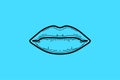 Lips - flat stylized logo. cosmetology - lip tattooing. beauty services. youth and beauty