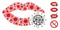 Lips Herpes Virus Mosaic of CoronaVirus Items