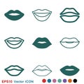 Lips icon, kiss icon, logo, illustration, sign symbol for design