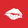 Lips imprint icon with shadow in a flat design. Vector illustration